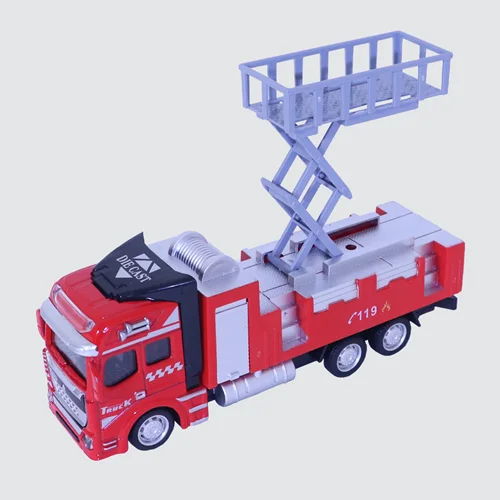 ماشین بازی مدل فلزی کامیون بالابر آتش نشانی